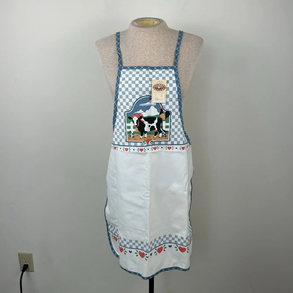 Vintage NWT Woodward & Lothrop Gourmet Gallery Farmhouse‎ Cow Apron in Box